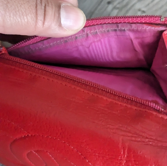 Chanel red leather wallet on generic chain, small clutch - Picture 9 of 16